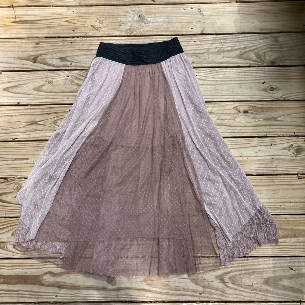 Free People Sheer Panel Midi Skirt Size Small